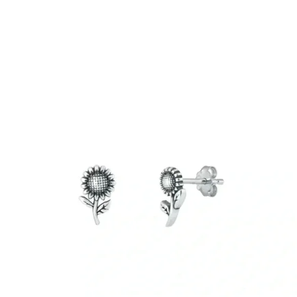 925 Sterling Silver Sunflower Earrings - Picture 2 of 5